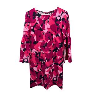 Banana Republic XS Bell Sleeve Pink Abstract Mini Dress